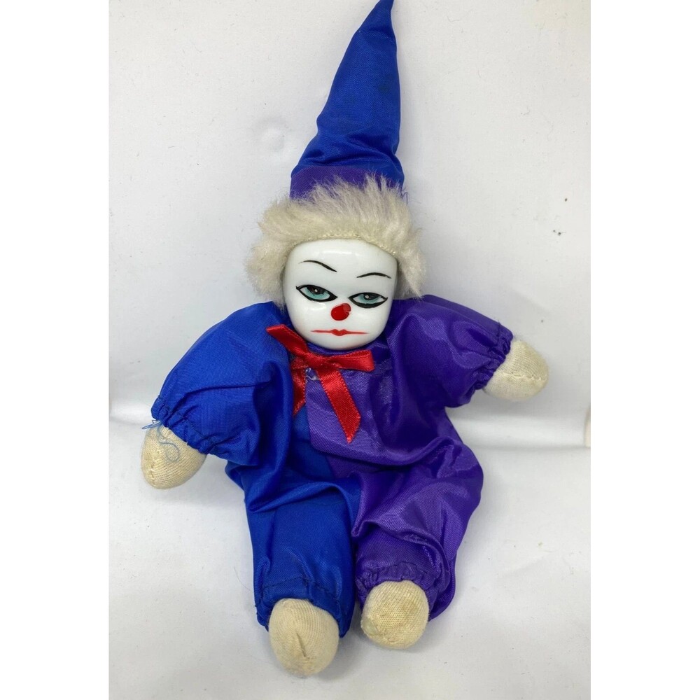 Vintage Clown Doll With Porcelain Head